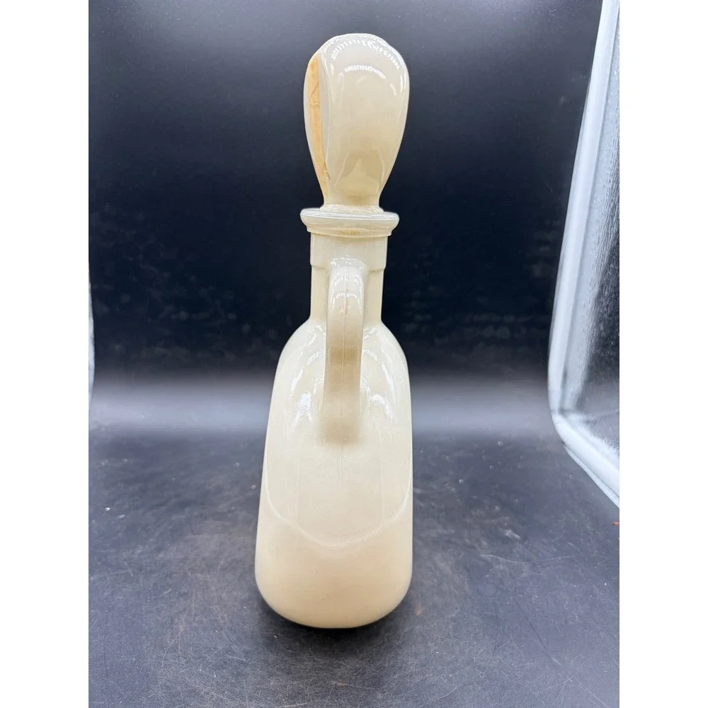 Vintage Monticello Thomas Jefferson Milk Glass Decanter 1849 Stopper Canteen